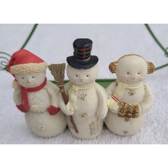 HALLMARK Christmas Tree Card/Photo Holder Display 3 Snowman Green Metal Wire 12" - Picture 2 of 13